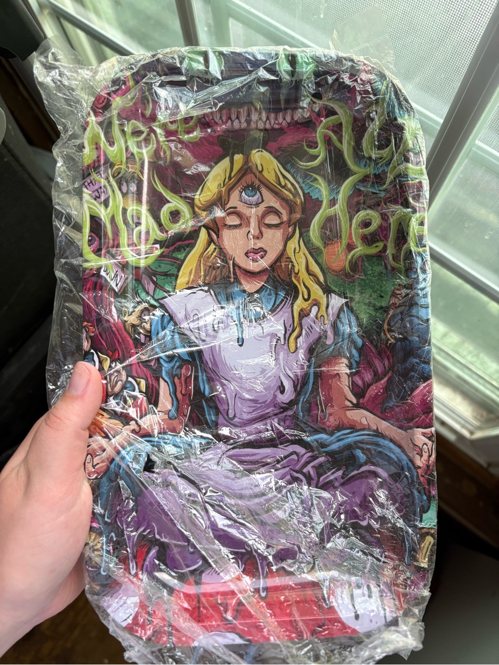 Psychedelic Alice Illustration Rolling Tray